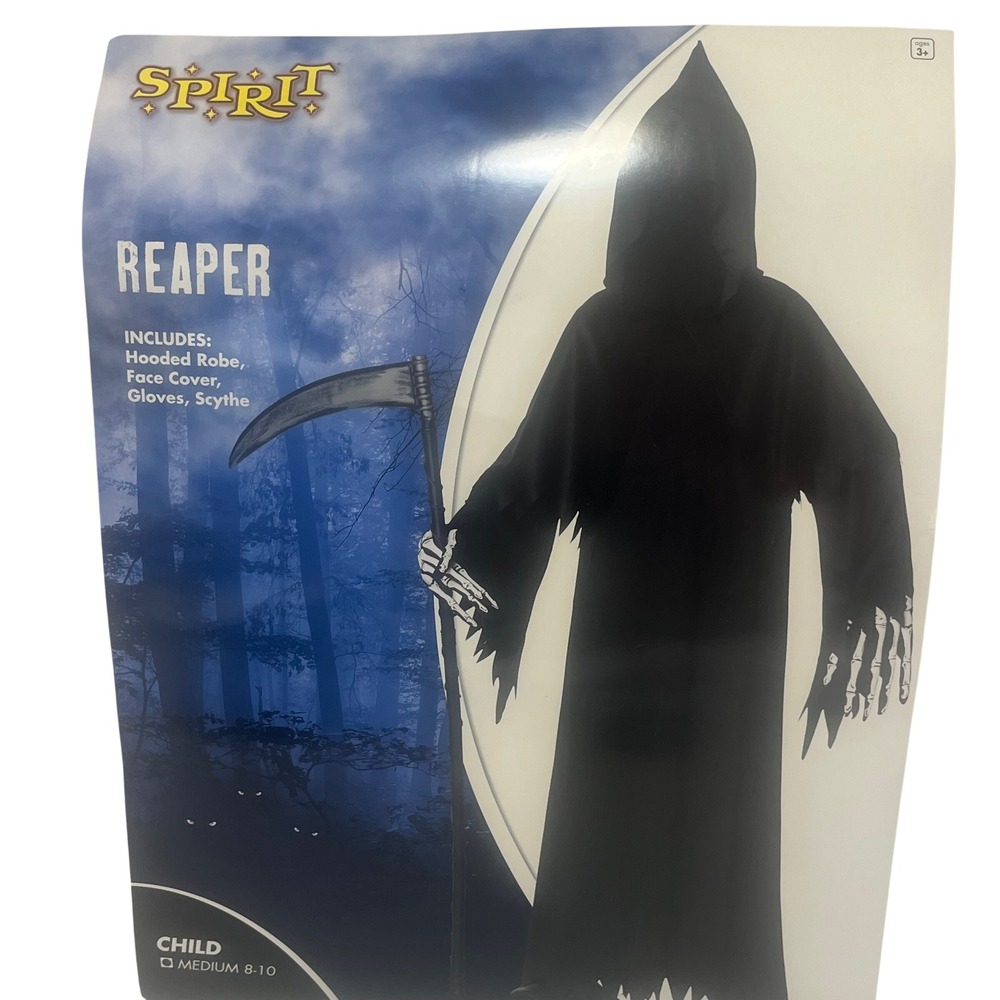 Spirit Grim Reaper Black Child's Halloween Costume Scythe Gloves Medium 8-10